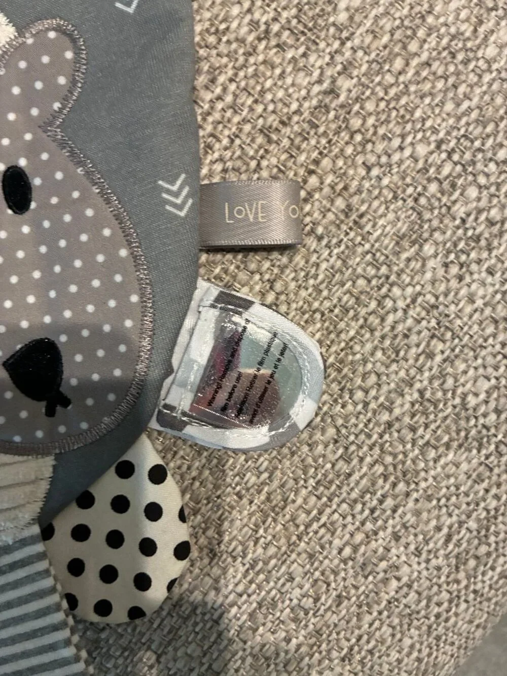Demdaco Activity Bib Lamb Gray Never Worn